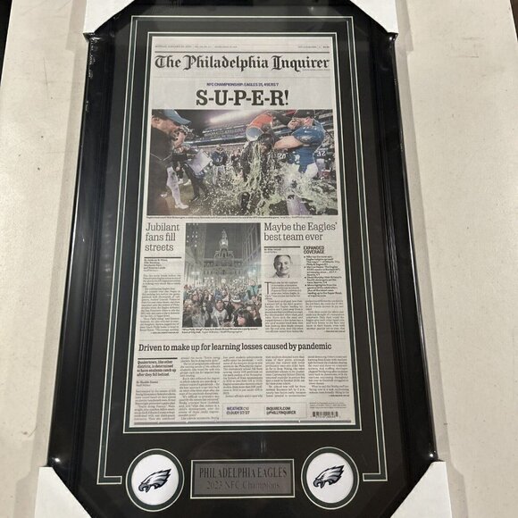 Eagles 2023 NFC Championship Philadelphia Inquirer Newspaper framed - Picture 1 of 3